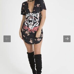 Edgy Black Graphic Mini Dress